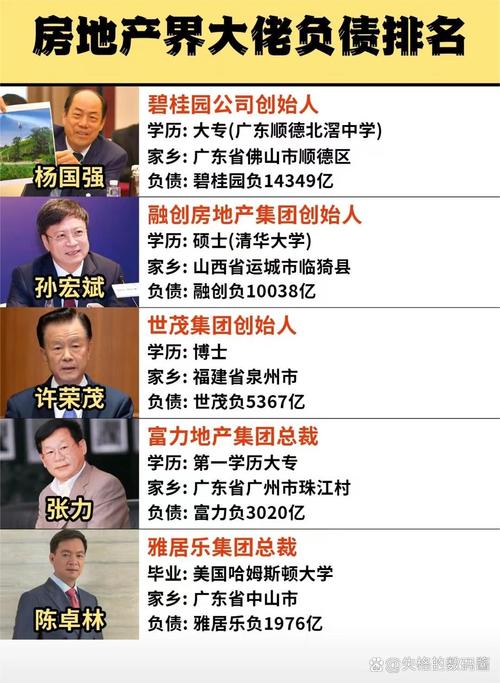 房地产界大佬负债排名
